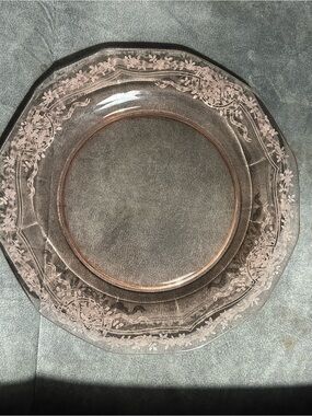 Fostoria Pink Depression Glass 13.5 inch Serving Plate “June” Floral Etching